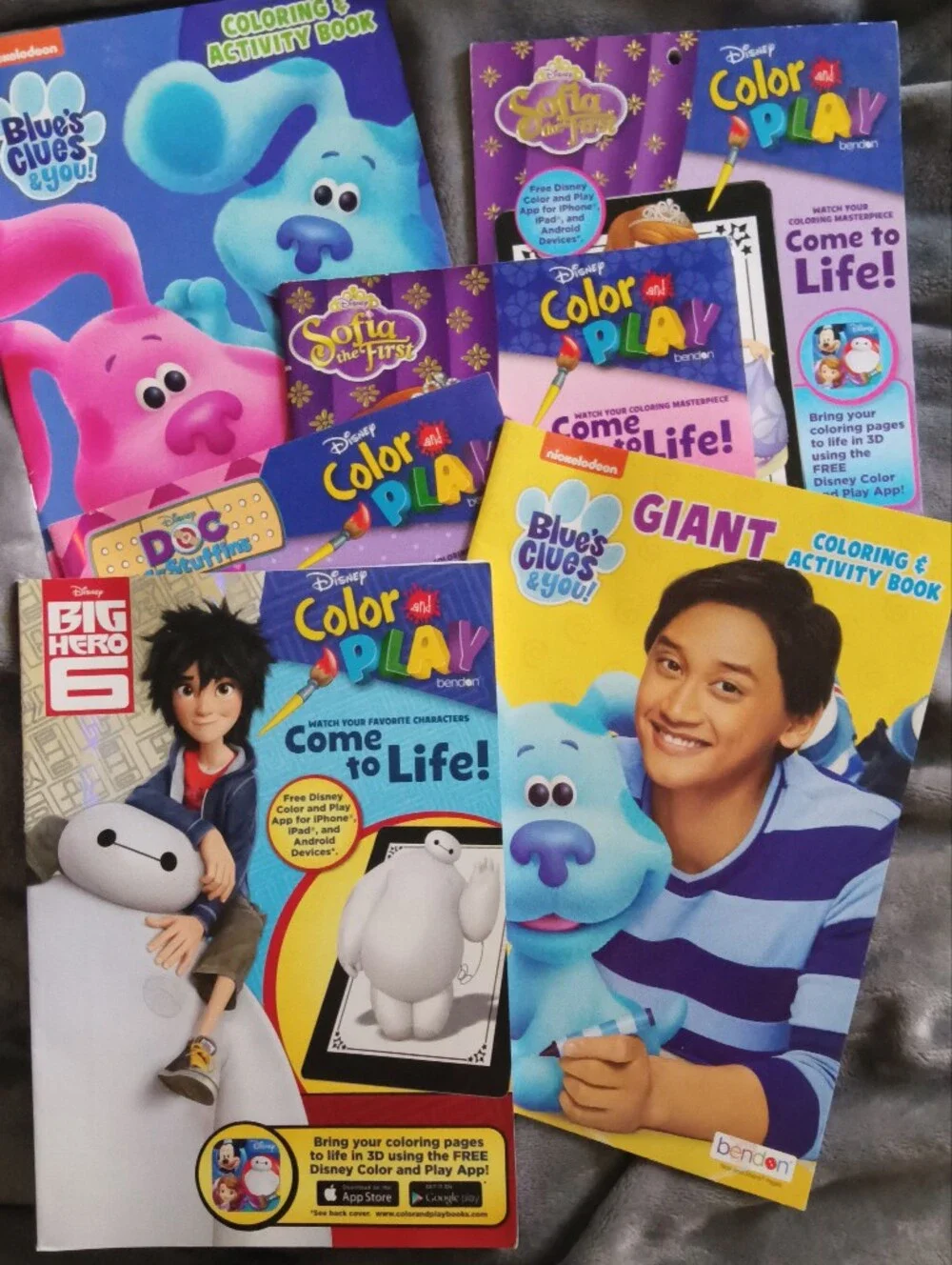 Disney Color & Play Activity Books - Blue, Purple, Yellow, Pink
